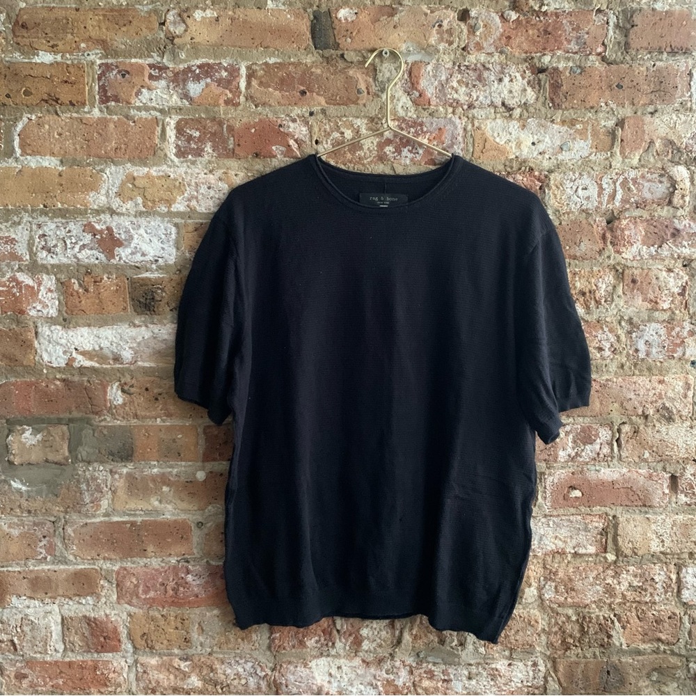 Rag and Bone Reid Knit Merino Tee - Navy